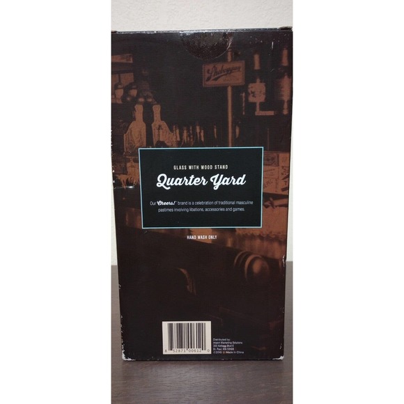 Ross & Rye 13.5oz Quarter Yard Beer Glass with Wood Stand - Picture 3 of 3